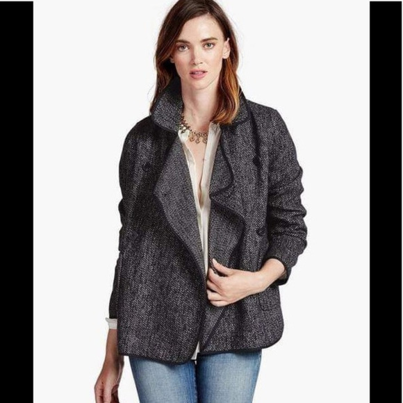 Lucky Brand Jackets & Blazers - Lucky Brand Black & White Tweed Wool Zip-Front Moto Jacket Size XS